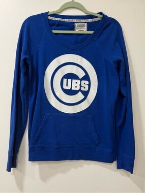 PINK Victoria's Secret Royal Blue Crewneck with White Cubs Logo
